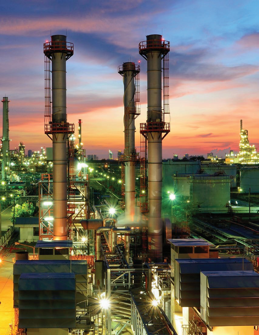Petroleum refinery at dusk